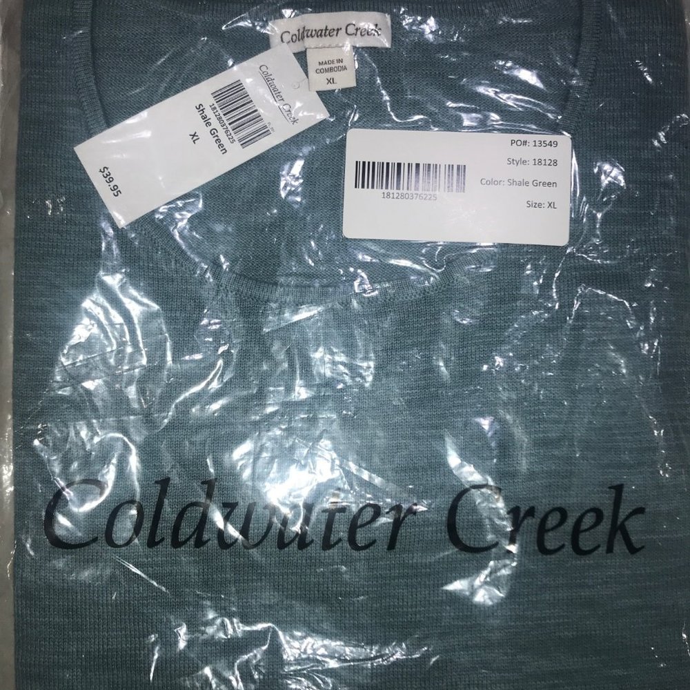 NWT! Misty Isle Sweater Shell in Shale Green. Sold out style